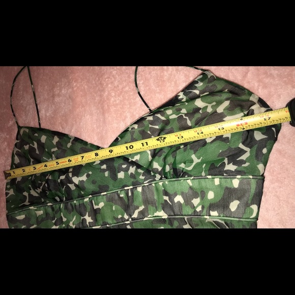 JCrew Green & Brown Camouflage Spaghetti Strap Silk Tank Top. Sz 6. - Picture 9 of 10